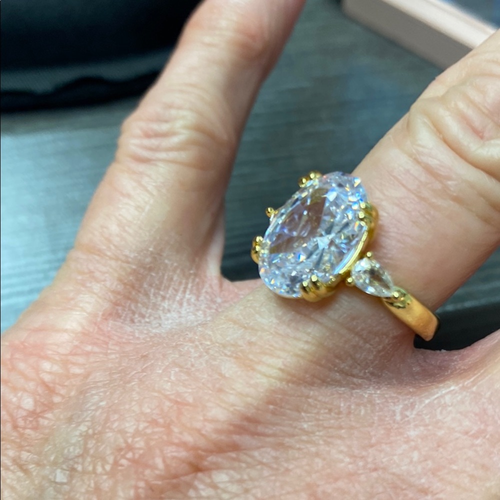 GRA Moissanite Ring with Large Oval Stone and Side Accents - Women Jewelry